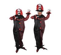P'TIT CLOWN - 23033 - Clown à Double Tête - Animé, Sonore, Lumineux - 180cm - Décoration spéciale Halloween - Fonctionne avec 4 Piles AA (Non incluses)