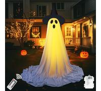 Automate Fantôme Halloween Debout pour Jardin, Sorcière Animée pour Fête, Pelouse et Décoration