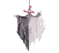 P'TIT CLOWN - 43172 - Automate Halloween Animé - Animatronique - Animatronics - Clown Maudit - Sonore et Lumineux - Décoration Effrayante et Réaliste - Piles Non incluses (3xAA) - Gris - 60 cm