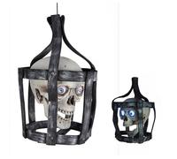 Automate Halloween Tête de Mort en Cage - PTIT CLOWN - 44 cm - Sonore et Lumineuse