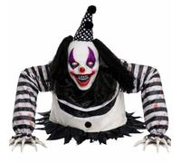 AUTOMATE POUPÉE CLOWN TERREUR SON LUMIÈRE 105CM Noir / Blanc