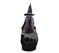 Automate Sorcière avec Chaudron - PTIT CLOWN - 22996 - Déco Halloween Animée, Sonore, Lumineuse - Animatronique - 153 cm