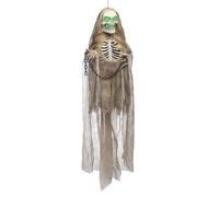 AUTOMATE SQUELETTE GRINCE ANIMÉ SON LUMIÈRE 1.83M Beige, Ivoire, Crème, Écru, Naturel, Taupe - DECORATION DE FETE HALLOWEEN