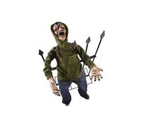 P'tit Clown - 22337 - Automate Halloween Animé - Animatronique - Animatronics - Zombie Empalé Sonore et Lumineux - Décoration Effrayante et Réaliste - Piles Non incluses (4xAA) - 140 cm