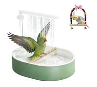 Automatic Bird Bath, Powered Parrot Bath, Bird Bath Fountain with Continuous Flow and 26 Holes, Bath Time Water Fountain for Cockatiels, Parrots, Cockatiels, Parakeets, Lovebirds (White, Adjustable)