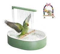 Automatic Bird Bath, Powered Parrot Bath, Bird Bath Fountain with Continuous Flow and 26 Holes, Bath Time Water Fountain for Cockatiels, Parrots, Cockatiels, Parakeets, Lovebirds (Green, Standard)