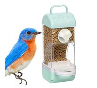 Automatic Bird Feeder, 1PC Transparent Hanging Seed Foods Container with Perch, Clear Cockatiel Food Container | Parakeet Food Dispensers for Macaw Conure Pet Parents Animal Lovers Trainers Shelters