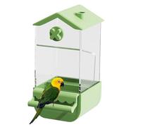 Automatic Bird Feeder Cage, Parrot Food Dispenser, Splash-Proof Lovebird Food Container, Feeding Supplies for Cockatiel, Parakeet, Small Pet Birds, White, Green, Yellow