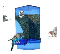 Automatic Bird Feeder for Cage - Clear Acrylic No Parrot Foraging Feeder Transparent Bird Seed Dispenser Cage Accessory for Cockatiel Parrots Canaries Cockatoos