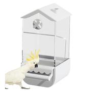 Automatic Bird Feeder, Parrot Food Dispenser, 7.48 inches Splash Proof Container with Easy Refill Design, Transparent Anti Spill Reservoir for Lovebird, Cockatiel and Parakeet