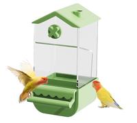 Automatic Bird Feeder, Parrot Food Dispenser, Lovebird Food Container, Splash-Proof Design with Easy Refill for Cockatiel, Parakeet, and Small Birds, Green White Yellow