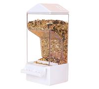 Automatic Bird Feeder, Smart Clear Parakeet Feeder Dispenser, ABS Large Capacity Food Container, Anti-Spill Cage Accessories for Backyard Birds, Cockatiels, Finches, and Squirrels, 21x9x7.5cm