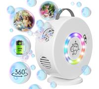 Automatic Bubble Blower,Rechargeable 90°/360° Rotary Bubble Blower for Kids,Bubble Toy 500ml with LED Light for Birthday Party Wedding Gift