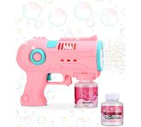Automatic Bubble Gun,Bubble Machine For Children,10000+Bubbles/Min With 180 Ml Bubble Solution,Bubble Gun For Children,Birthday,Party,Wedding,Easter (Pink)