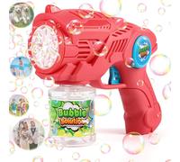 Automatic Bubble Gun for Kids,Soap Bubble Machine with 110ml Bubble Solution,Refillable Bubble Gun Toy for Wedding/Birthday/Party (Pink)