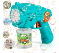 Automatic Bubble Gun for Kids,Soap Bubble Machine with 110ml Bubble Solution,Refillable Bubble Gun Toy for Wedding/Birthday/Party (Blue)