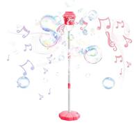 Automatic Bubble Machine, Standing Bubble Maker with Light & Music, Adjustable Height Funny Streetlight Bubble Blower, for Outdoor Party, Wedding, Birthday, Garden, Yard (Pink)