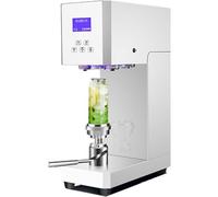 Automatic Can Sealing Machine Electric Cup Sealer 180W 220V，LCD Display & Counter，5.5cm Dia Height Adjustable，Fruit Juice Beer Milk Tea Coffee Tin Capping(White,220V)