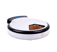 Automatic Cat Feeder 5 Meals Display Timing Quantitative Programmable and Recorder Dog Cat Food Dispenser Designed for Cat Small Medium-Sized Dog Rabbit (Color : White)
