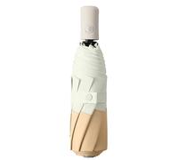 Automatic Folding Umbrella Sunny Rain Solid Color Splicing Wind-Resistant Umbrellas for Women(Beige)