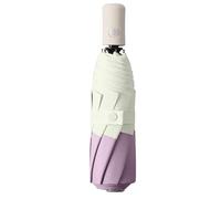 Automatic Folding Umbrella Sunny Rain Solid Color Splicing Wind-Resistant Umbrellas for Women(Purple)