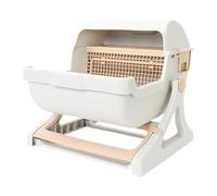 Automatic Litter, Smart Box, Large Cleaner, Odorless Safety Feature, Multi-Pet Open-Top Build, PP Material Beige Gray, 19.69x19.69x18.11 inches, Ideal for Apartment, Corner, Cabinet