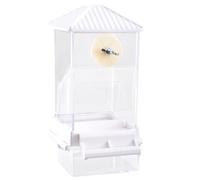 Automatic Parrot Feeder, Bird Cage Food, 4.33x3.54x7.09 inches, Anti Spill Feeding Container, Transparent Design for Bluebird, Cardinal, Finch, Sparrow Outdoors, White