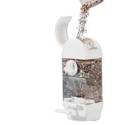 Automatic Parrot Feeder - PP 10x7.5x24.5cm 800g | Clear House-Shaped Bird Feeder | Large Capacity Anti-Spill Food and Water Container for Parakeets Cockatiels Squirrels Cage Accessories