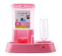 Automatic Pet Feeder & Water Bottle 2 in 1 | Detachable Food Container for Cats/Dogs/Small Animals | 500mL Large Capacity, Eco - Friendly Plastic (Pink)