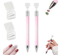 Automatic Refillable Wax Pen, Diamond Art Pen with Wax, Rhinestones Picker Pencil Tools with Waxes for DIY Craft Nails (White*2)