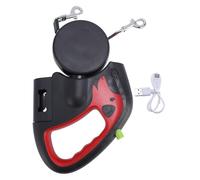 Automatic Retractable Dog Leash Adjustable Length 500mah Battery Dual Head Pet Walking Leash Extendable Tape Lead for 2 Dogs (Red)