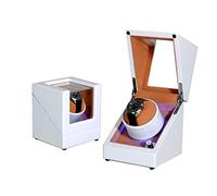 Automatic Single Watch Winder in Wood Shell and Soft Velvet Lining with Quiet Motor 4 Rotation Mode Setting Flexible Plush Pillow Fit Lady and Man Watches