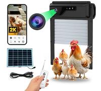 Automatic Solar Chicken Coop Door with Camera 1080P HD, Remote Night Vision Motion Detector Safety Mechanism - 8 W Chicken Coop Door Battery Powered 5000 mAh - Predator Protected Automatic Gate Opener