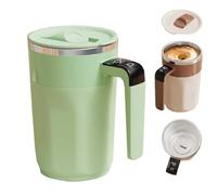 Automatic Stirring Coffee Cup with Temperature Display,Rechargeable Self Stirring Coffee Mug with Lid,Multifunctional 400ML Spin Mug,Mixing Cup for Coffee Milk Other Beverages Home Office (Green)