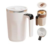 Automatic Stirring Coffee Cup with Temperature Display,Rechargeable Self Stirring Coffee Mug with Lid,Multifunctional 400ML Spin Mug,Mixing Cup for Coffee Milk Other Beverages Home Office (White)