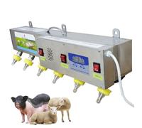 Automatic Suckling Machine, 6 Nipple Lamb and Piglet Feeding Station, Digital Temperature Adjustment, Stainless Steel Constant Temperature Milk and Water Feeder for Far 6-position with sound function