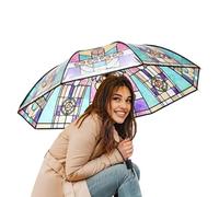 Automatic Umbrellas - Metal ABS Oil Paper 100x54cm | Foldable Retro Transparent Rain Protection Umbrella, Vintage Hand Painted Parasol | Lightweight Travel Umbrella For Daily Use Men Women Youth