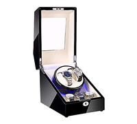 Automatic Watch Winder 2 + 3 Watch Winder Box Piano Paint Finish with Blue LED Light Soft Watch Pillows Quiet Motor