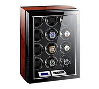 Automatic Watch Winder Box 12 with LCD Touch Screen Blue LED Light Remote Control Adjustable Watch Pillows 15 Rotation Mode