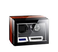 Automatic Watch Winder Box Double,2 Battery Silent Watches Winders Display Box Storage Case Black and Brown