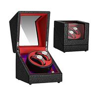 Automatic Watch Winder Box Soft Watch Pillow and LED Light 5 Mode Mute Motor Watches Winding Box Black (Red)