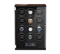 Automatic Watch Winder Box with Touch Panel and Display Screen Remote Control Adjustable Watch Pillows Quiet Motor (Black 12+0)
