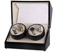 Automatic Watch Winder,Electric Motor Case Black Paint Double 4-Position PU Wood Paint Shaker Automatic Watch Box Display Box
