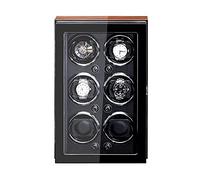 Automatic Watch Winder Extremely Silent Motor Adjustable Watch Pillows Wood Shell Piano Paint Exterior 4 Rotation Mode(Black-1+0