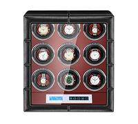 Automatic Watch Winder LCD Touch Screen Control Adjustable Watch Pillows Built-in Illumination Quiet Motor Black Leather Finish