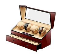 Automatic Watch Winders for 4 Watches - 4+6 Battery Silent Watches Winders Display Box Storage Case Brown