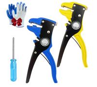 Automatic Wire Stripper, 2 in 1 Cable Stripper Tool, Adjustable 2-20mm Electrical Self Adjusting Wire Stripper with Depth Stop for Electronic ＆ Automotive Repair (Blue+Yellow)