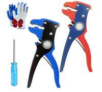 Automatic Wire Stripper, 2 in 1 Cable Stripper Tool, Adjustable 2-20mm Electrical Self Adjusting Wire Stripper with Depth Stop for Electronic ＆ Automotive Repair (Red+Blue)