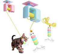 Automatic Yo-Yo Style Cat Toy, Interactive Cat Toy Automatic Retractable Door Hanging Cat Climber, Smart Electric Cat Toys for Indoor Cats, 70-Inch Motion Activated Paws (Blue+1Replacement Head)