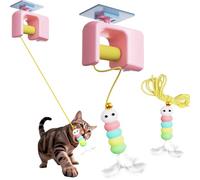 Automatic Yo-Yo Style Cat Toy, Interactive Cat Toy Automatic Retractable Door Hanging Cat Climber, Smart Electric Cat Toys for Indoor Cats, 70-Inch Motion Activated Paws (Pink+1Replacement Head)